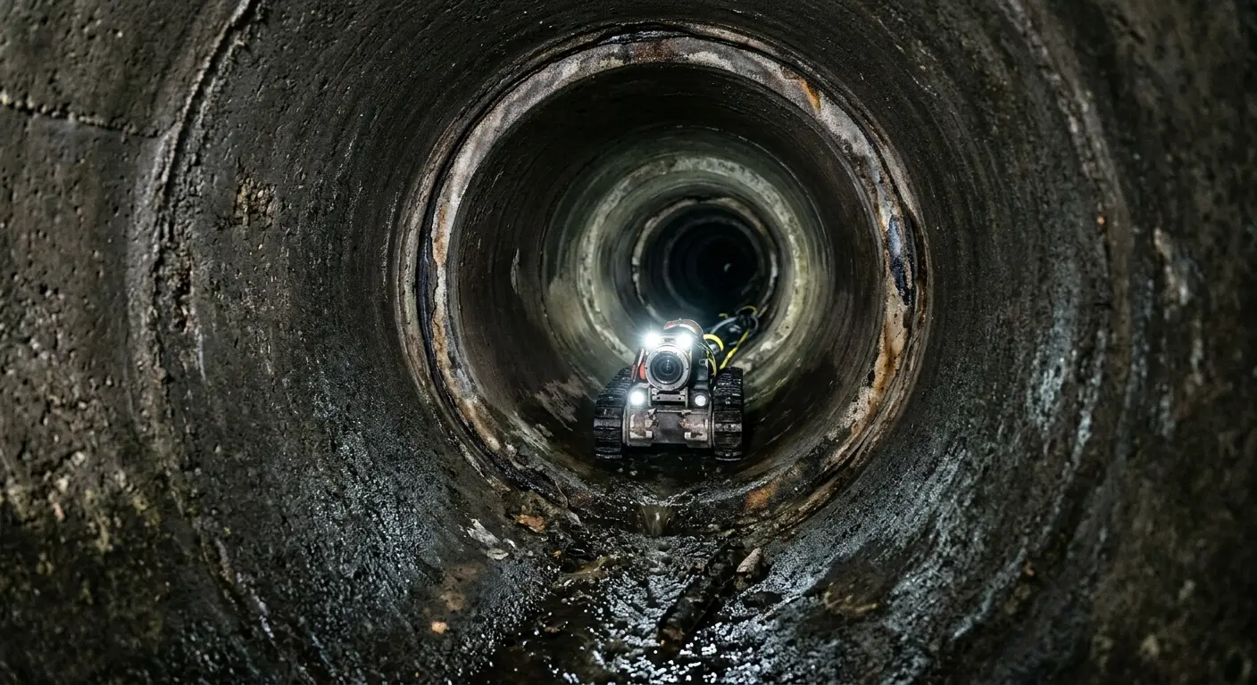Robotic sewer camera inspecting pipe interior for Sewer Line Repair in Cypress